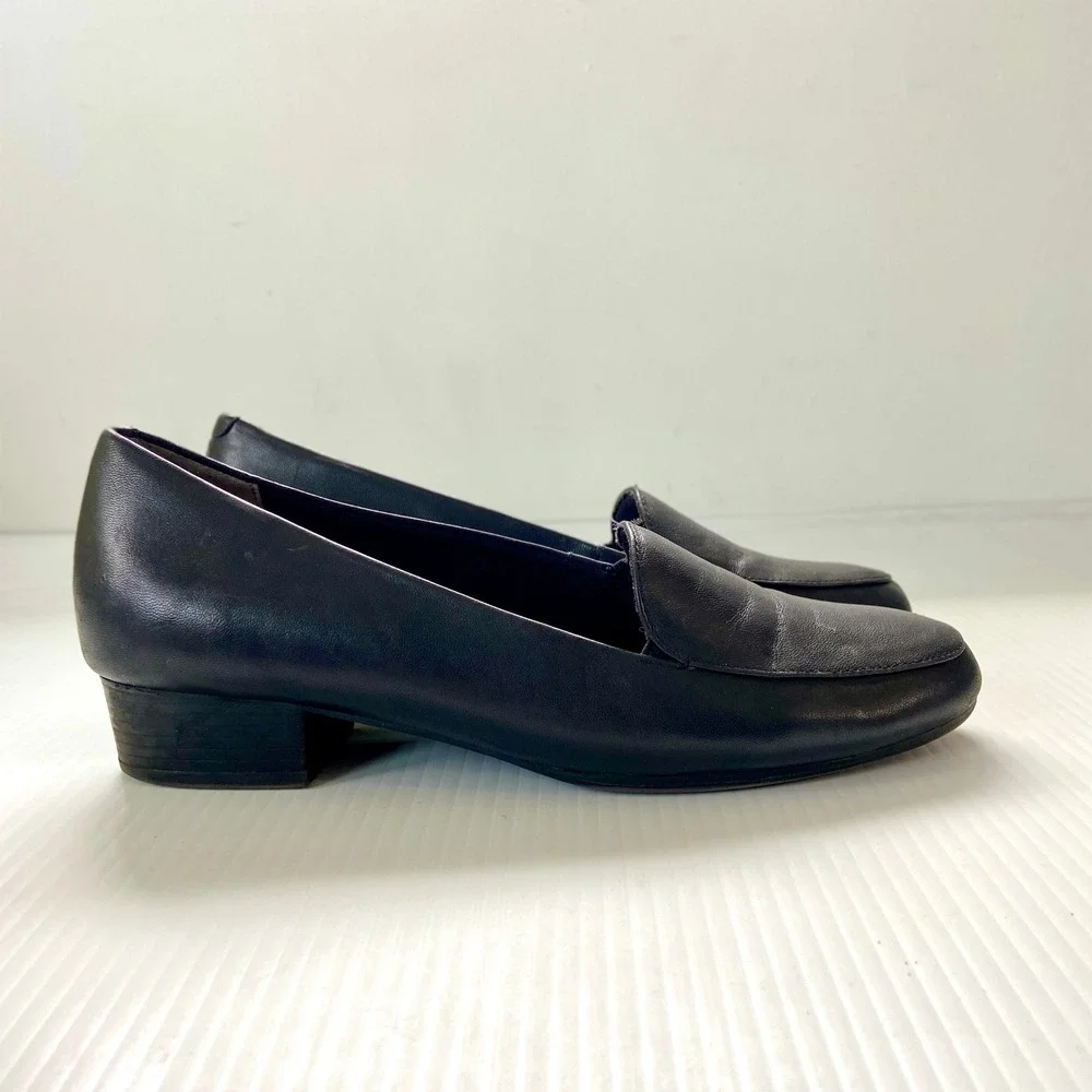 Trotters Monarch Black Leather Loafers‎ Womens 9.5 Wide